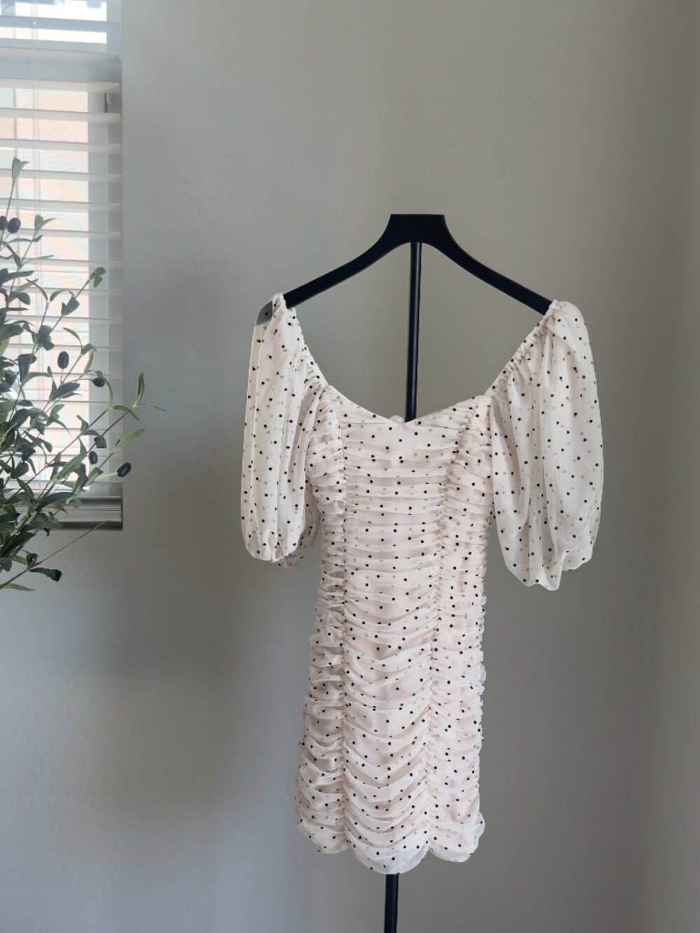 ZARA Polka Dot Mini Ruched Dress